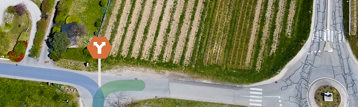 s'orienter à vélo, carrefour vu du ciel