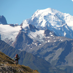 travesia en bicicleta de montaña con vistas al Mont Blanc 